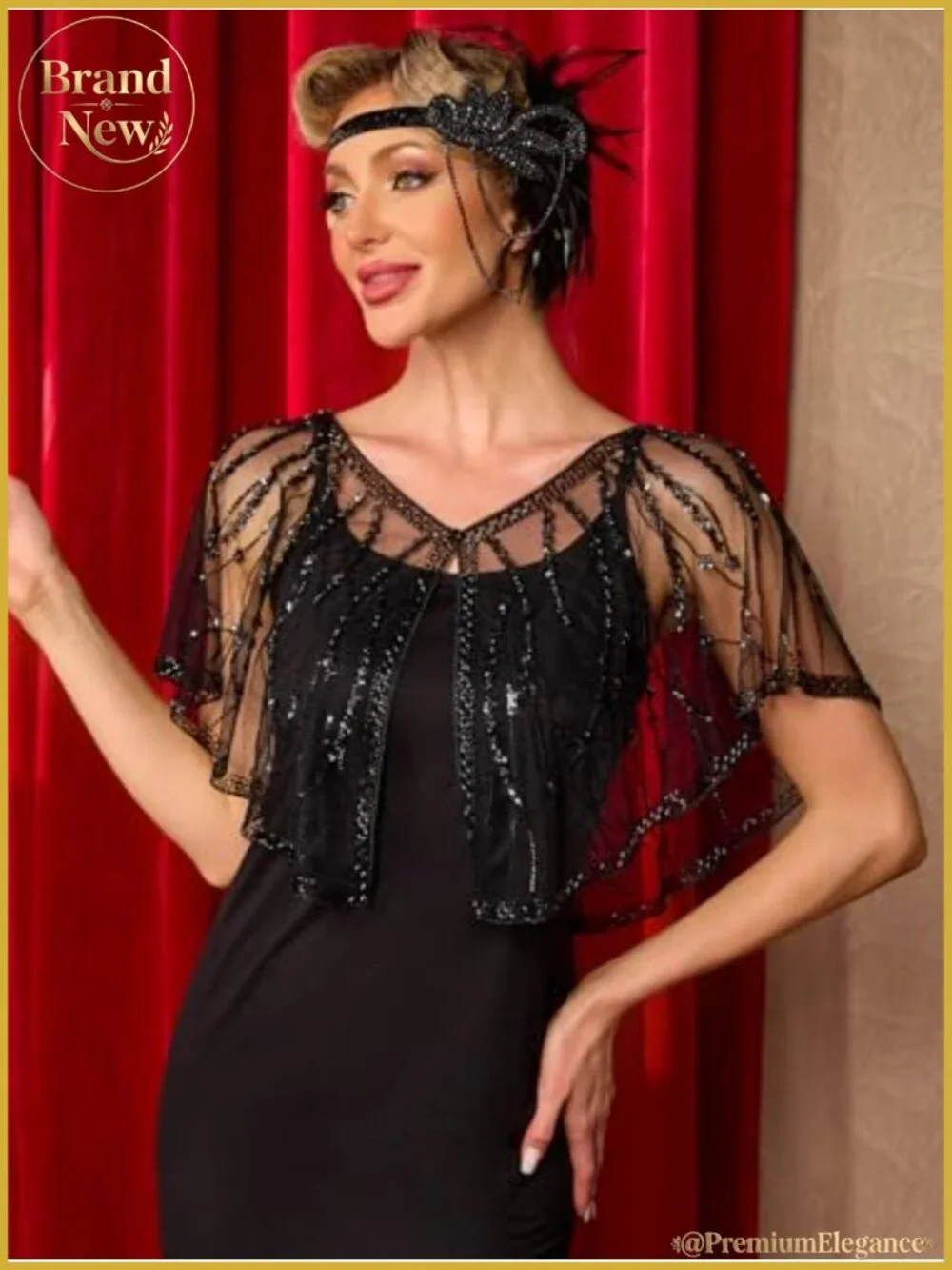 Sequin Flapper Shawl Wrap for Women - 1920s Gatsby Evening Accessory